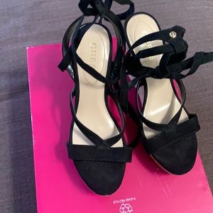 Guess ankle wrap wedges